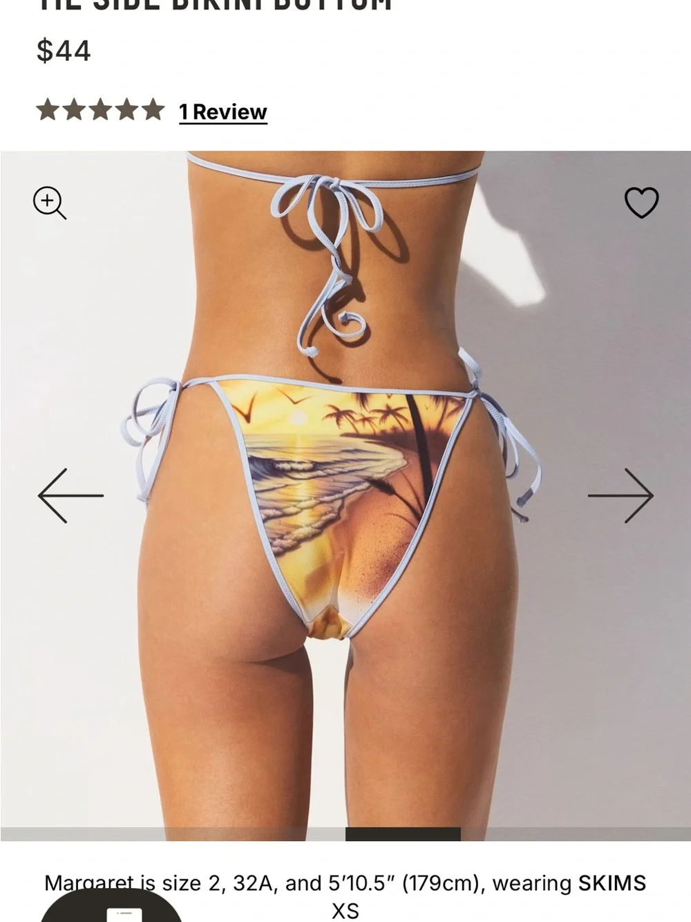 SKIMS Signature Swim Tie Side Bikini Set - Beach Scene NWT